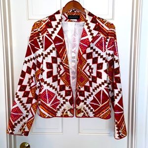 Collection Harve Bernard White Jacket with Red Yellow Pink & Black Print